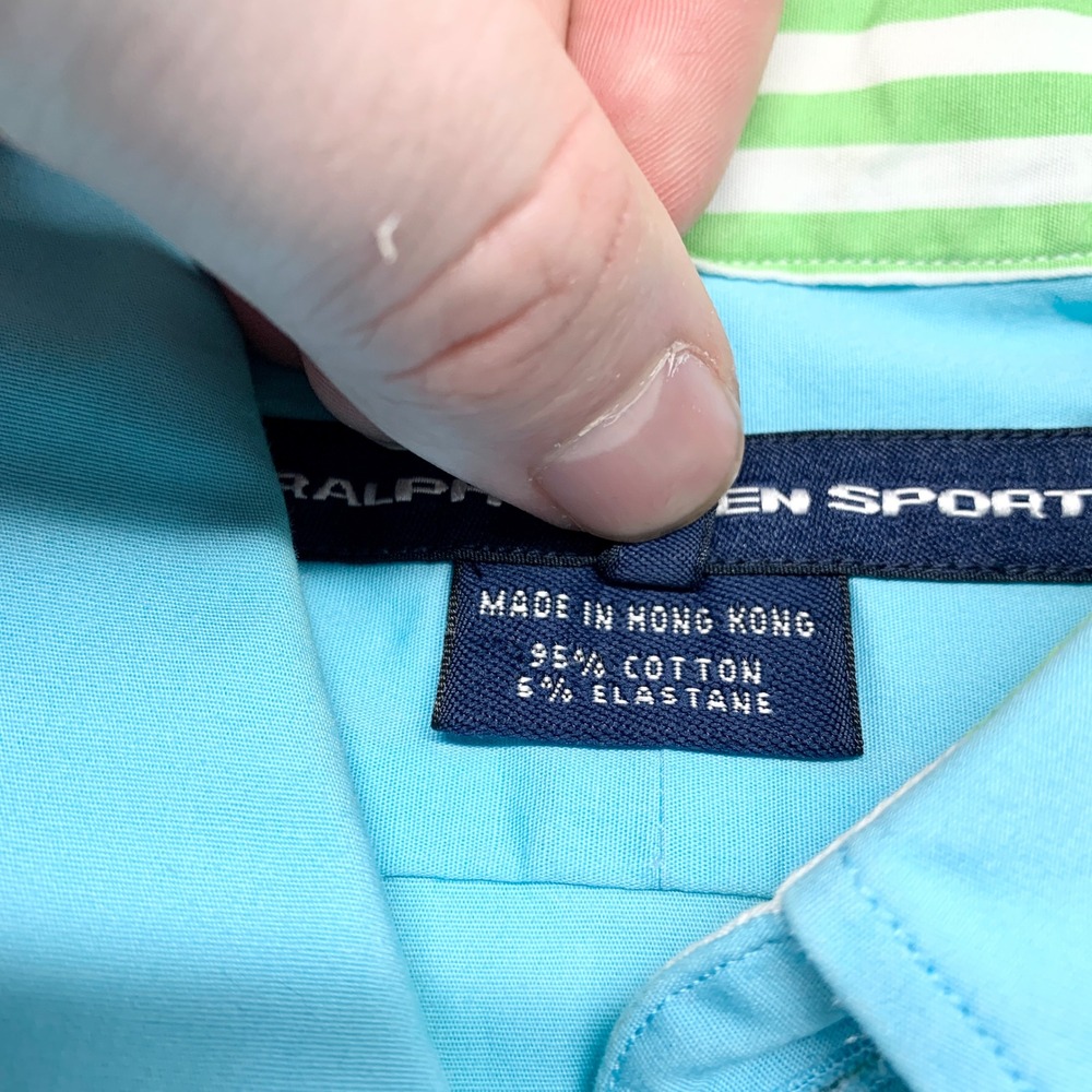 Ralph Lauren Sport Button Down Shirt Womens Size 8 Turquoise Stretch Cotton Pony - Picture 5 of 11